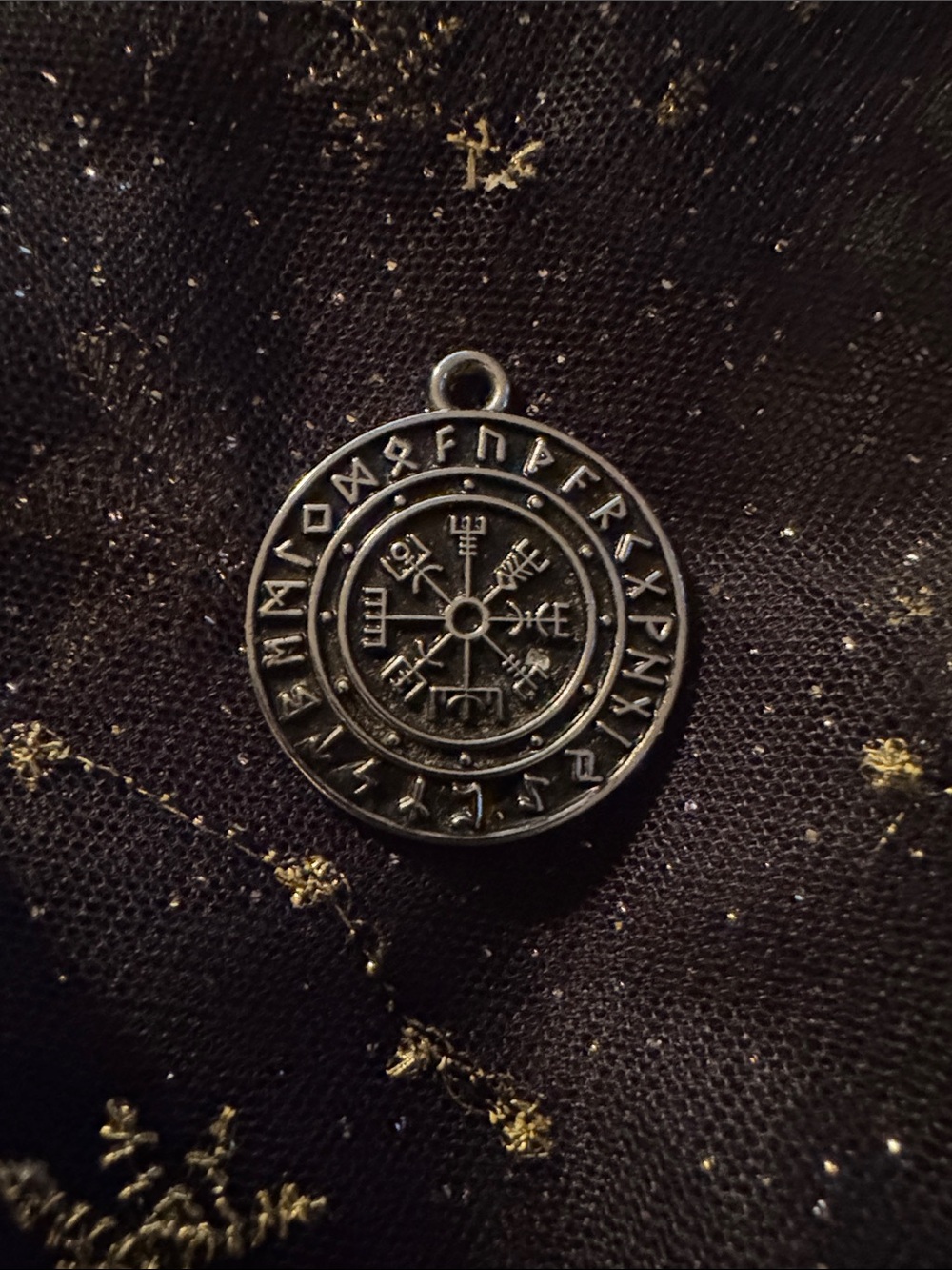 Black Viking Vegvisir Pendant - Decorative Jewelry- Metal